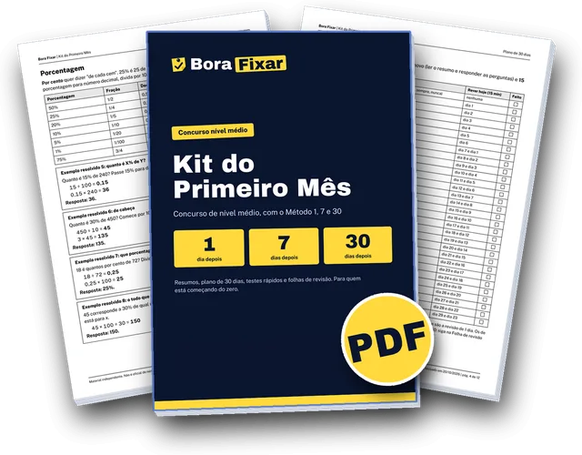 Kit do Primeiro Mês: capa, plano de 30 dias e uma página de Matemática